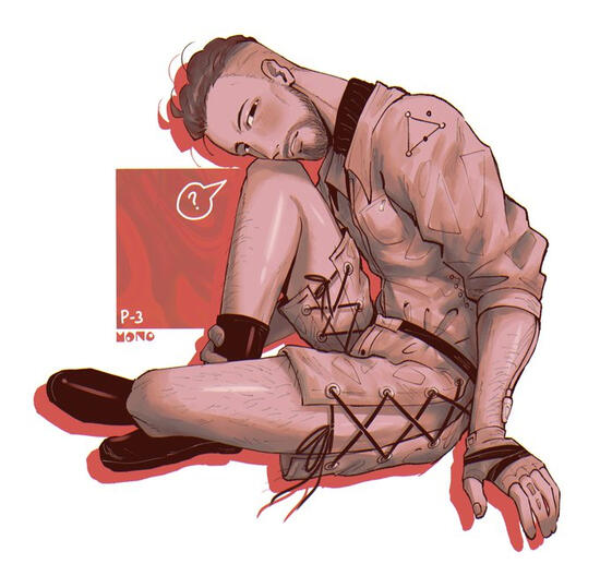 Sergey in lace-side shorts
